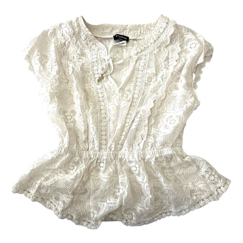 Bebe Lace Peplum Top